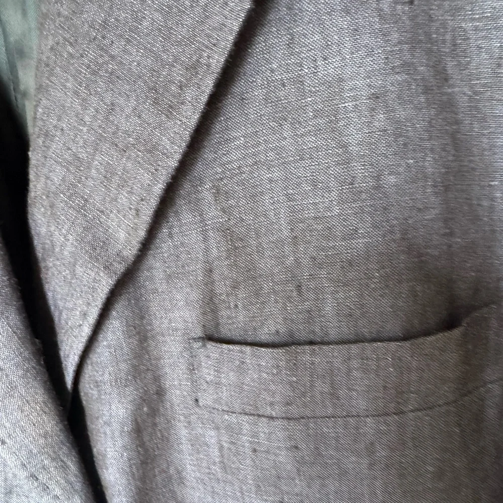 Denim Blue Linen Sport Coat Large Structured Shoulders